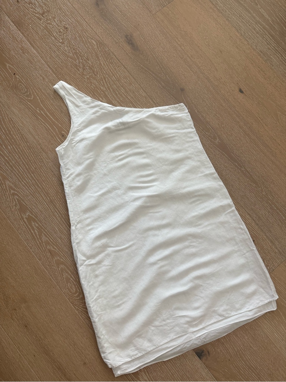 Armani Exchange Asymmetric One-Shoulder Cream Dress Linen-Blend - Picture 5 of 7